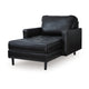 Ashley Bryc Chaise Lounge Chair Classic Black Real and Faux Leather 64 Inch BM328971