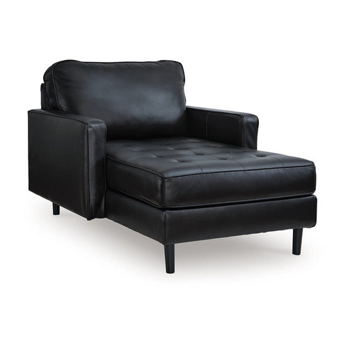 Ashley Bryc Chaise Lounge Chair, Classic Black Real and Faux Leather, 64 Inch