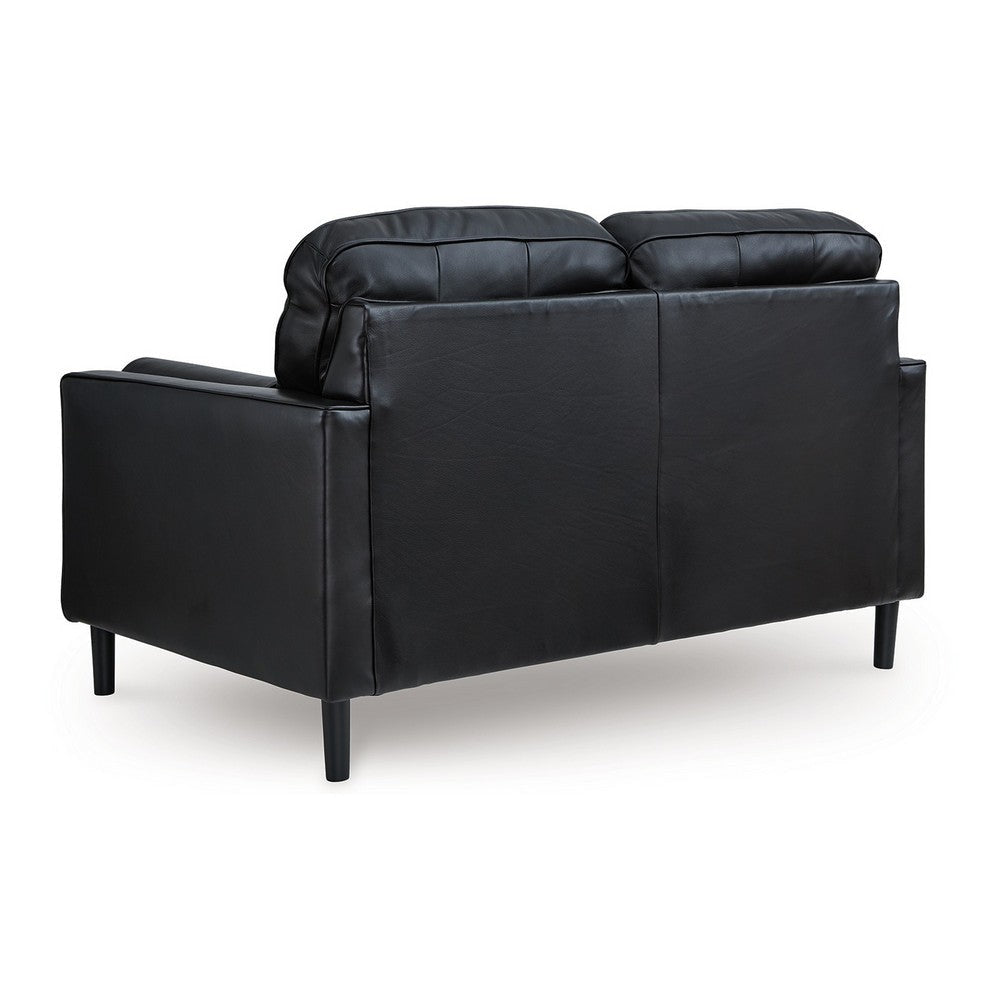 Ashley Bryc Loveseat 2 Bolster Pillows 61 Inch Black Real and Faux Leather BM328972