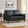 Ashley Bryc Loveseat, 2 Bolster Pillows, 61 Inch Black Real and Faux Leather