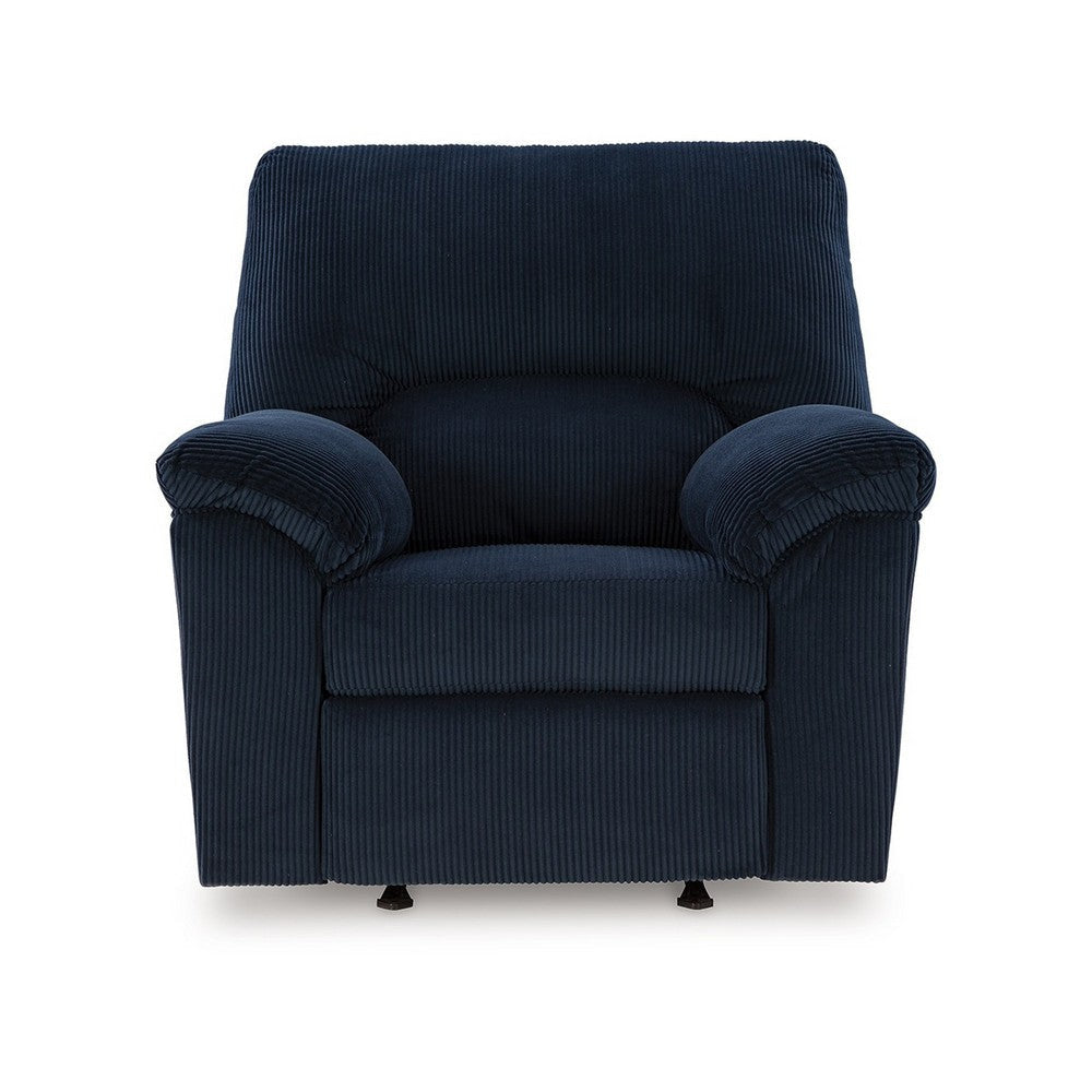 Ashley Simy Rocker Recliner Chair Pillow Top Arms Dark Navy Blue Corduroy BM328975