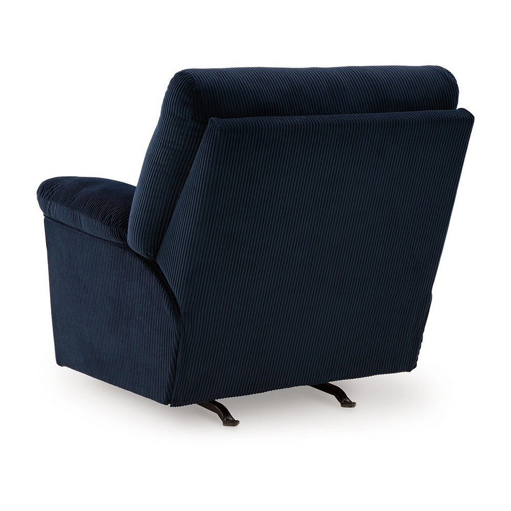 Ashley Simy Rocker Recliner Chair Pillow Top Arms Dark Navy Blue Corduroy BM328975