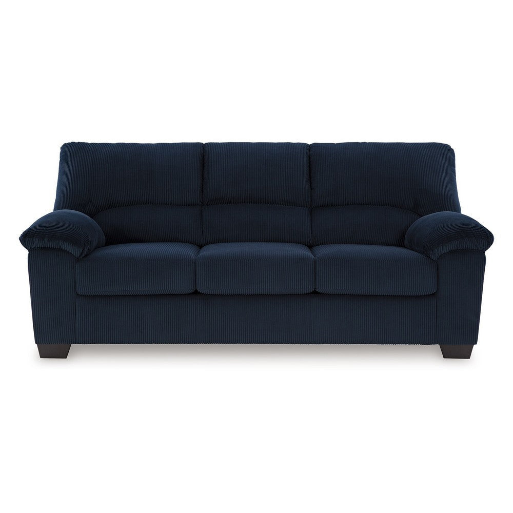 Ashley Simy Sofa Pillow Top Arms 83 Inch Dark Navy Blue Corduroy Polyester BM328976