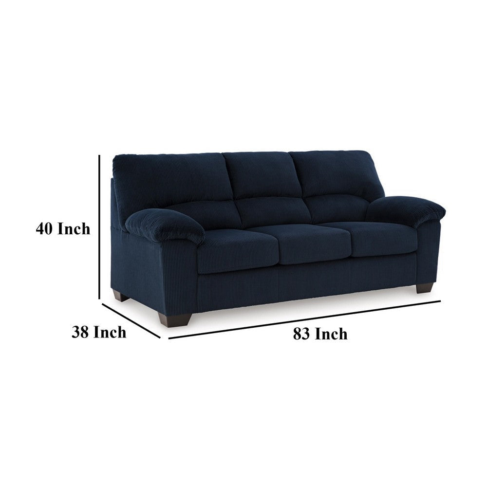Ashley Simy Sofa Pillow Top Arms 83 Inch Dark Navy Blue Corduroy Polyester BM328976