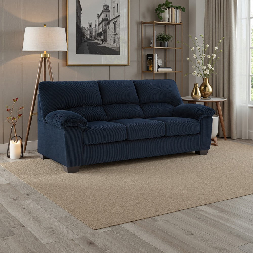 Ashley Simy Sofa, Pillow Top Arms, 83 Inch Dark Navy Blue Corduroy Polyester