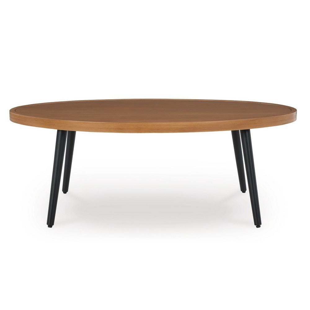 Ashley Izon Outdoor Cocktail Coffee Table Modern 48 Inch Black Brown Metal BM328981