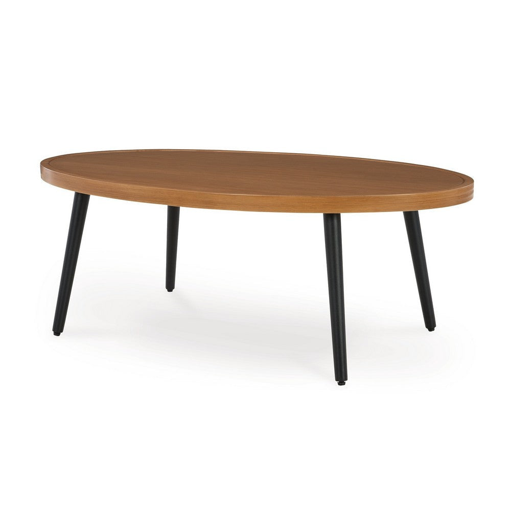 Ashley Izon Outdoor Cocktail Coffee Table Modern 48 Inch Black Brown Metal BM328981