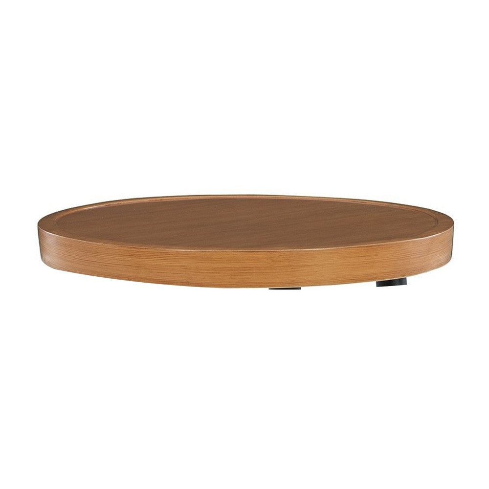 Ashley Izon Outdoor Round End Table, Modern Design, 22 Inch Black Brown Metal