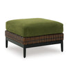 Ashley Izon Outdoor Ottoman, Brown Woven Wicker, Green Polyester, 28 Inch