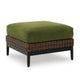 Ashley Izon Outdoor Ottoman, Brown Woven Wicker, Green Polyester, 28 Inch