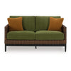 Ashley Izon Outdoor Loveseat, 2 Throw Pillows, Green, Brown Woven, 60 Inch