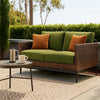 Ashley Izon Outdoor Loveseat, 2 Throw Pillows, Green, Brown Woven, 60 Inch
