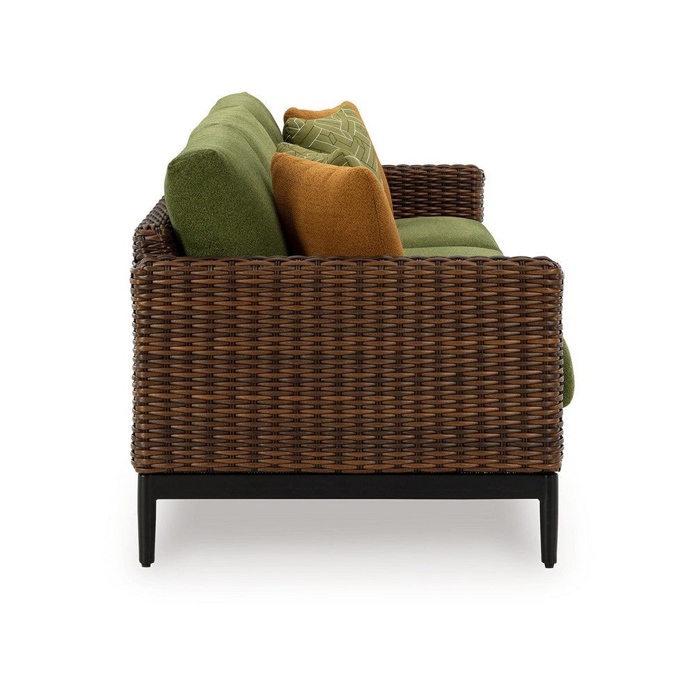 Ashley Inaya Outdoor Sofa 4 Throw PIllows Green Polyester 88 Inch Brown BM328986