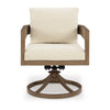 Ashley Baily Outdoor Swivel Chair Set of 2 Brown Metal Cream White Fabric BM328988