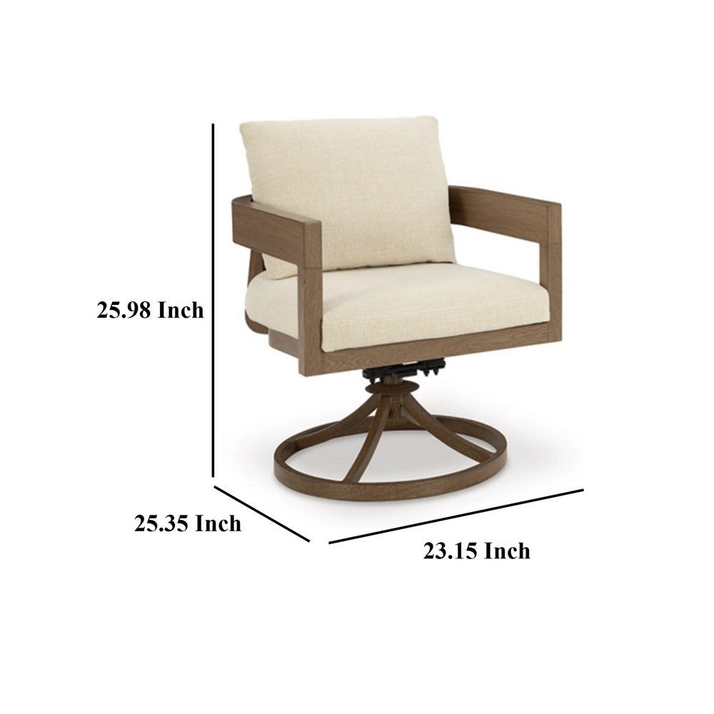 Ashley Baily Outdoor Swivel Chair Set of 2 Brown Metal Cream White Fabric BM328988