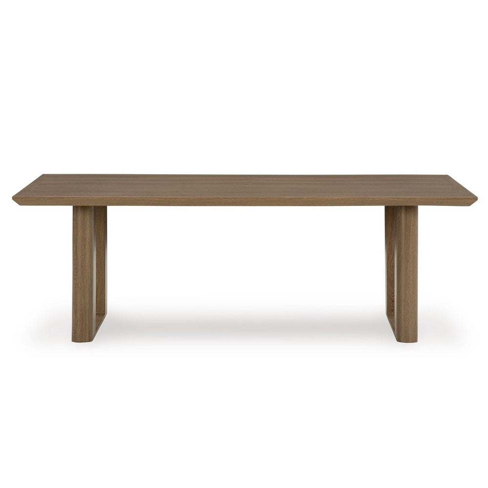 Ashley Baily Outdoor Dining Table with Umbrella Hole, 84 Inch Brown Metal