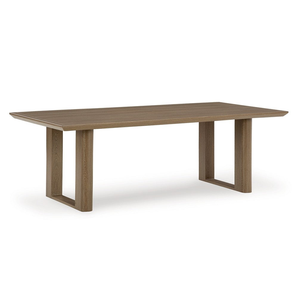Ashley Baily Outdoor Dining Table with Umbrella Hole, 84 Inch Brown Metal