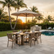 Ashley Baily Outdoor Dining Table with Umbrella Hole, 84 Inch Brown Metal