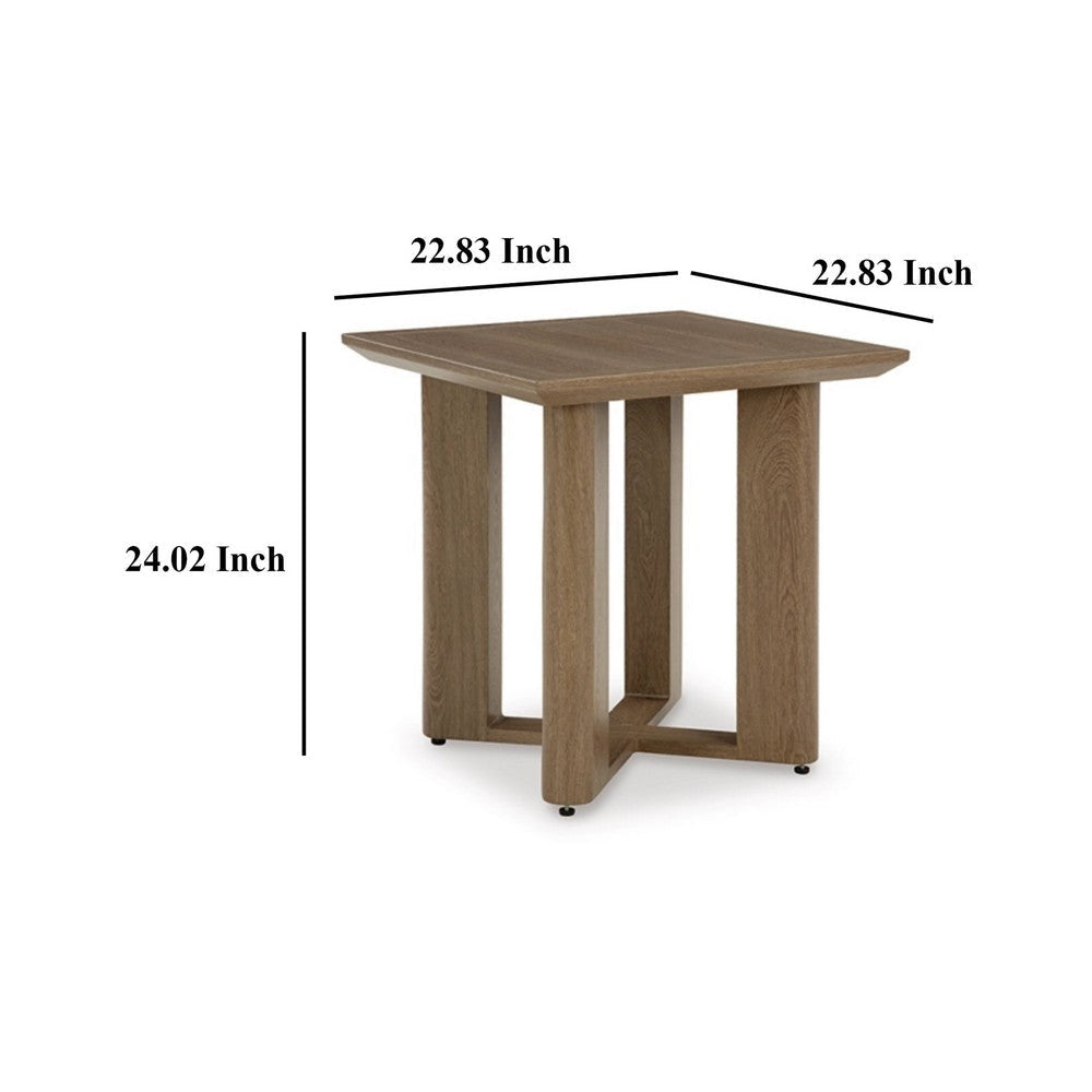 Ashley Baily Outdoor Square End Table 23 Inch Rich Woodlike Brown Metal BM328991