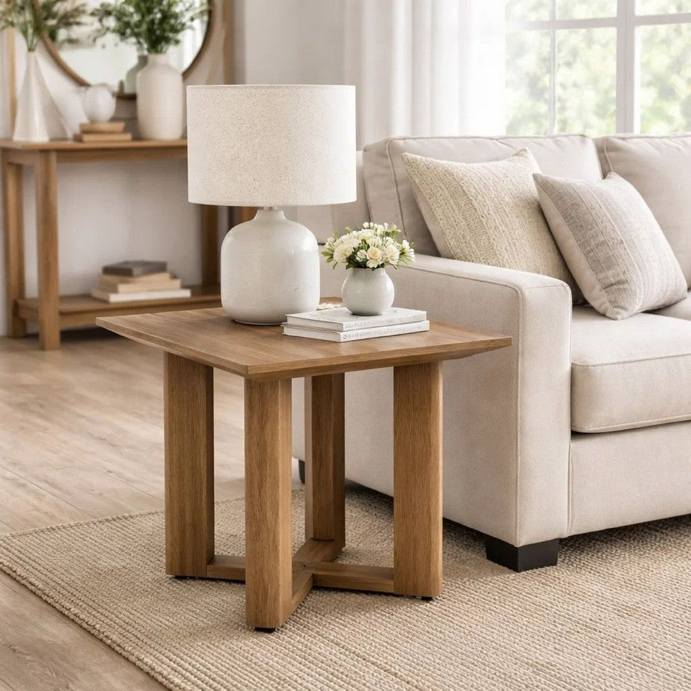 Ashley Baily Outdoor Square End Table, 23 Inch Rich Woodlike Brown Metal