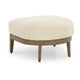 Ashley Baily Outdoor Ottoman, Cream White Fabric Cushion, 28 Inch Brown Metal