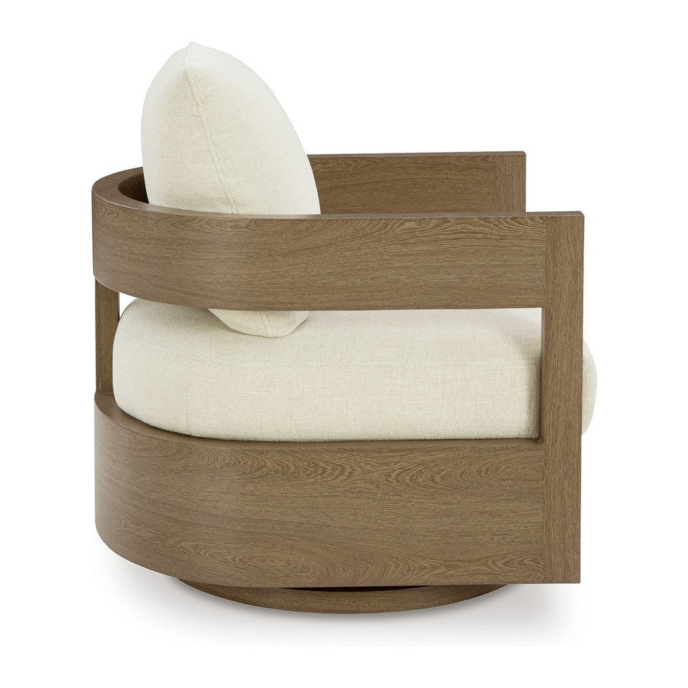 Ashley Baily Outdoor Swivel Glider Lounge Chair Cream White Brown Metal BM328993