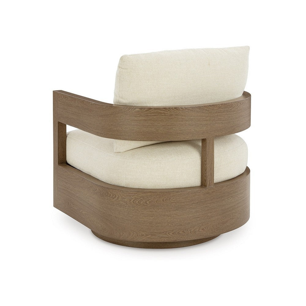 Ashley Baily Outdoor Swivel Glider Lounge Chair Cream White Brown Metal BM328993