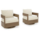 Ashley Baily Outdoor Swivel Glider Lounge Chair, Cream White, Brown Metal