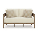 Ashley Baily Outdoor Loveseat, 2 Throw Pillows, Cream White, Brown, 59 Inch