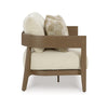 Ashley Baily Outdoor Loveseat, 2 Throw Pillows, Cream White, Brown, 59 Inch