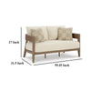 Ashley Baily Outdoor Loveseat, 2 Throw Pillows, Cream White, Brown, 59 Inch