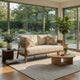 Ashley Baily Outdoor Loveseat, 2 Throw Pillows, Cream White, Brown, 59 Inch