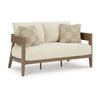 Ashley Baily Outdoor Loveseat, 2 Throw Pillows, Cream White, Brown, 59 Inch