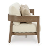 Ashley Baily Outdoor Sofa 4 Throw Pillows Cream White 87 Inch Brown Metal BM328995