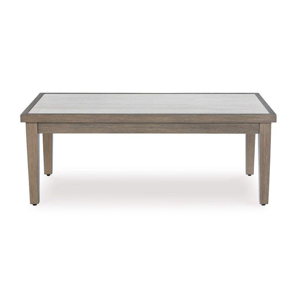 Ashley Inaya Outdoor Coffee Table Brown Beige Sintered Stone Top 49 Inch BM328996