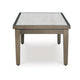 Ashley Inaya Outdoor Coffee Table, Brown, Beige Sintered Stone Top, 49 Inch