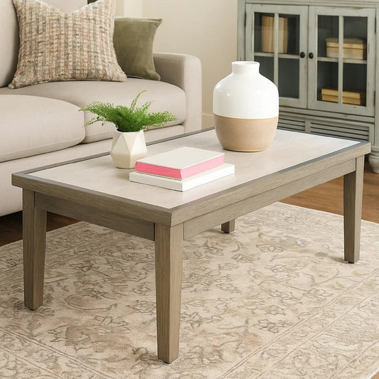 Ashley Inaya Outdoor Coffee Table, Brown, Beige Sintered Stone Top, 49 Inch
