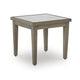 Ashley Inaya Outdoor Square End Table, Beige Sintered Stone, 24 Inch Brown