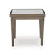 Ashley Inaya Outdoor Square End Table, Beige Sintered Stone, 24 Inch Brown