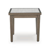 Ashley Inaya Outdoor Square End Table Beige Sintered Stone 24 Inch Brown BM328997