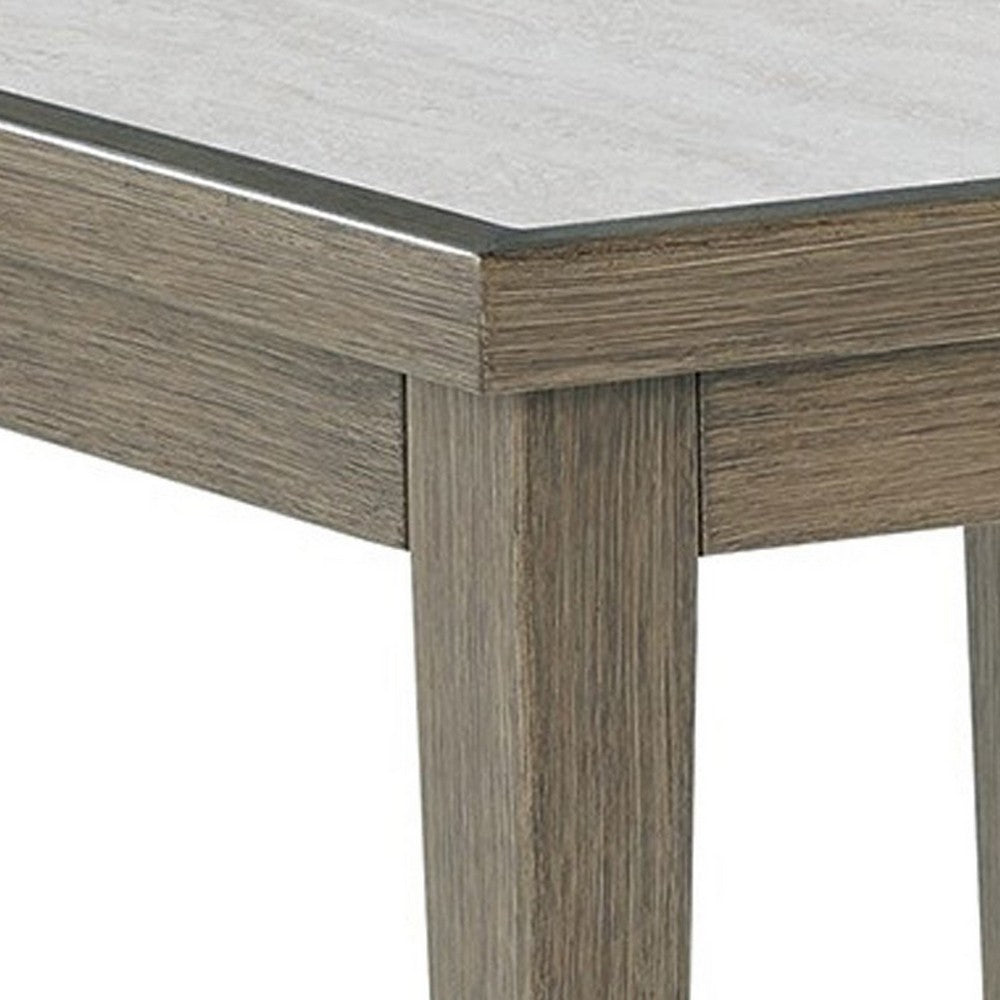 Ashley Inaya Outdoor Square End Table, Beige Sintered Stone, 24 Inch Brown