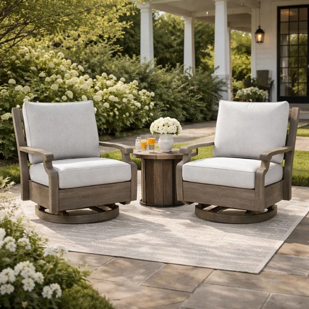 Ashley Inaya Outdoor Swivel Glider Chair with Cushion, Brown Coated Metal