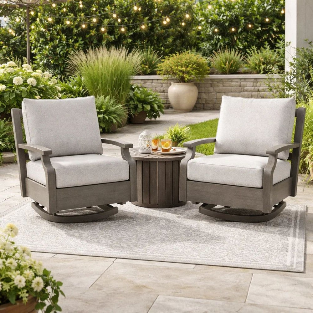 Ashley Inaya Outdoor Swivel Glider Chair with Cushion, Brown Coated Metal