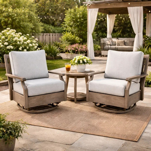 Ashley Inaya Outdoor Swivel Glider Chair with Cushion, Brown Coated Metal