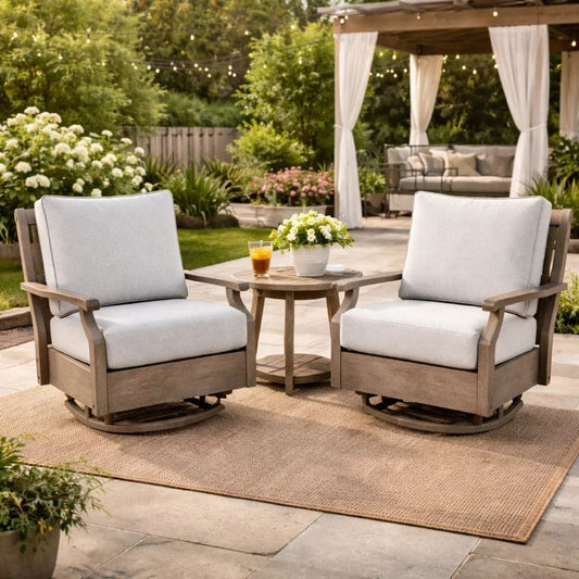 Ashley Inaya Outdoor Swivel Glider Chair with Cushion, Brown Coated Metal