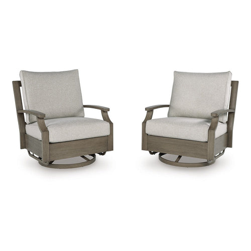 Ashley Inaya Outdoor Swivel Glider Chair with Cushion, Brown Coated Metal