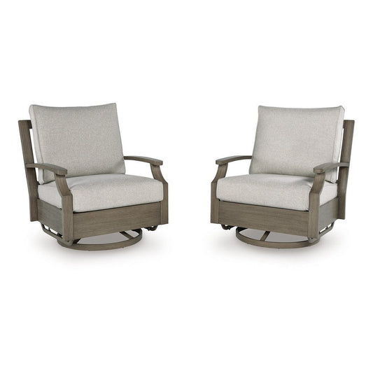 Ashley Inaya Outdoor Swivel Glider Chair with Cushion, Brown Coated Metal