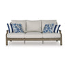Ashley Inaya Outdoor Sofa 4 Throw Pillows Cream White 89 Inch Brown Metal BM329000