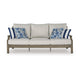 Ashley Inaya Outdoor Sofa 4 Throw Pillows Cream White 89 Inch Brown Metal BM329000