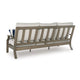 Ashley Inaya Outdoor Sofa, 4 Throw Pillows, Cream White, 89 Inch Brown Metal